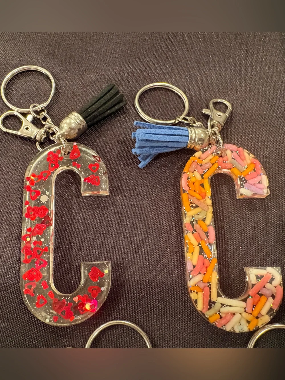 Resin Initial 'C' Keychains - Assorted Colors
